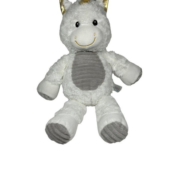 Spark Create Imagine Plush Unicorn Rattle‎ Crinkle White 11" Gold Horn - Picture 3 of 7